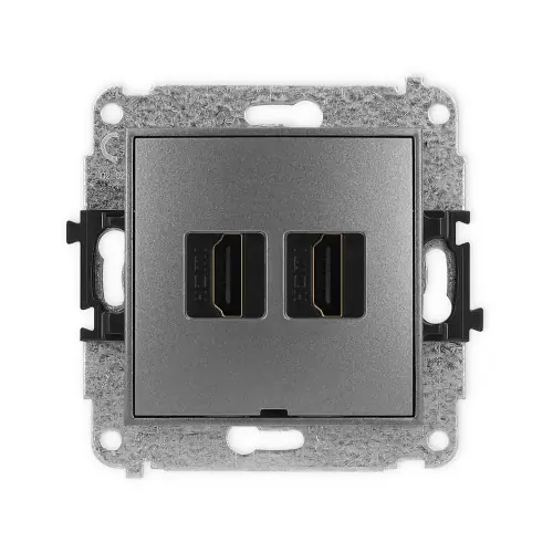 Bezpieczne zakupy Mechanizm gniazda podwójnego HDMI 2.0, 4K, bez pola opisowego Karlik MINI grafitowy 11MHDMIBO-4