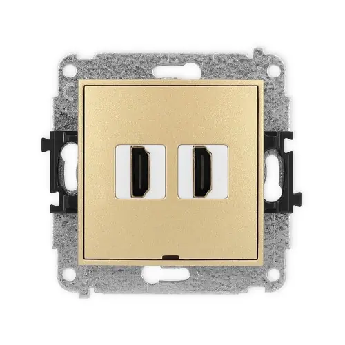 Mechanizm gniazda podwójnego HDMI 2.0, 4K, bez pola opisowego Karlik MINI złoty 29MHDMIBO-4 Ostatnia szansa