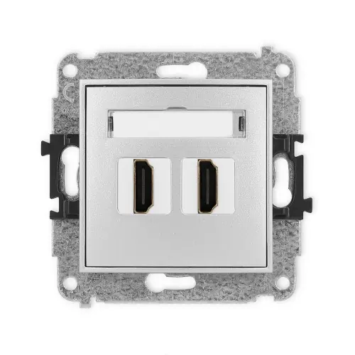 Mechanizm gniazda podwójnego HDMI 2.1, 8K Karlik ICON srebrny metalik 7IHDMI-6 Bezpieczne zakupy