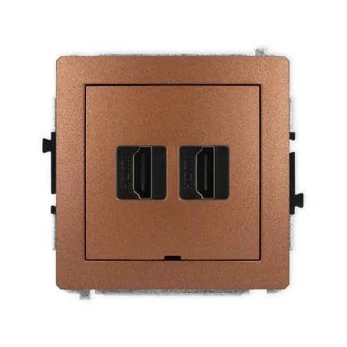 Mechanizm gniazda podwójnego HDMI 2.1, 8K, bez pola opisowego Karlik DECO brązowy metalik 9DHDMIBO-6 Oferta limitowana