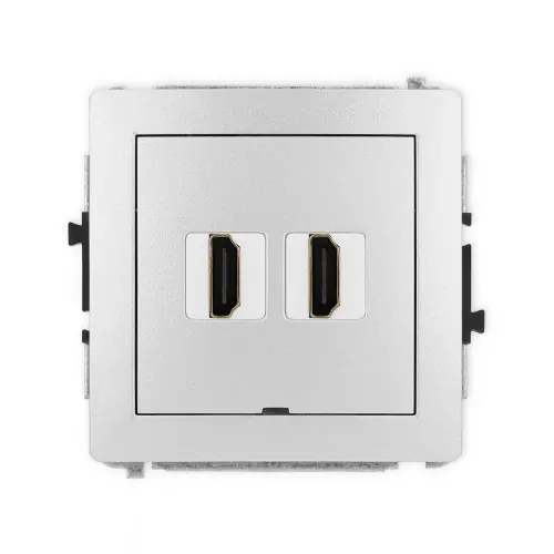 Obniżka ceny Mechanizm gniazda podwójnego HDMI 2.1, 8K, bez pola opisowego Karlik DECO srebrny metalik 7DHDMIBO-6