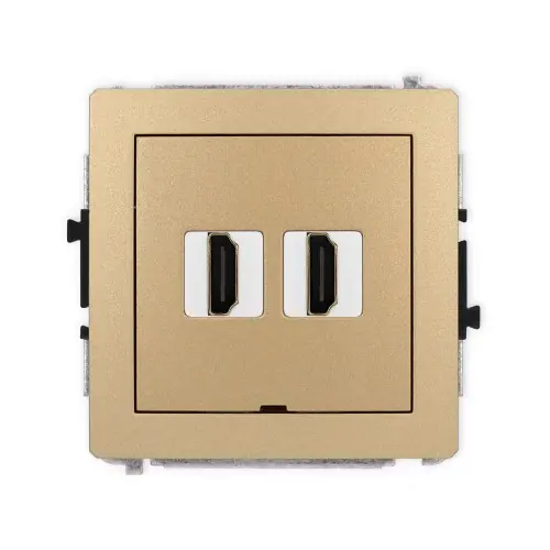 Nie przegap Mechanizm gniazda podwójnego HDMI 2.1, 8K, bez pola opisowego Karlik DECO złoty metalik 8DHDMIBO-6