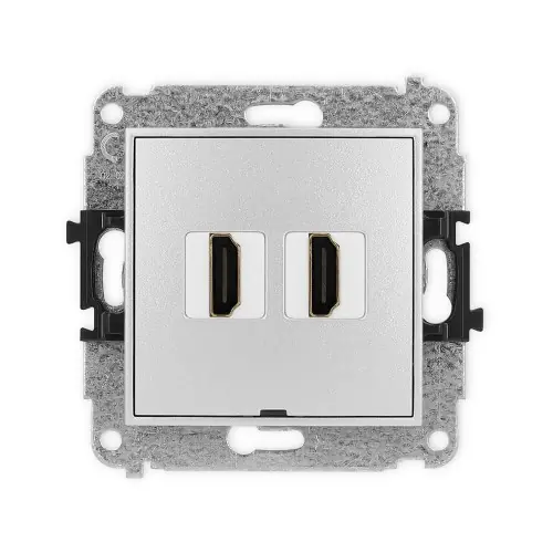 Tylko dziś Mechanizm gniazda podwójnego HDMI 2.1, 8K, bez pola opisowego Karlik ICON srebrny metalik 7IHDMIBO-6