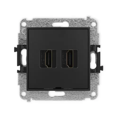 Ostatnia szansa Mechanizm gniazda podwójnego HDMI 2.1, 8K, bez pola opisowego Karlik MINI czarny mat 12MHDMIBO-6