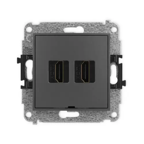 Mechanizm gniazda podwójnego HDMI 2.1, 8K, bez pola opisowego Karlik MINI grafitowy mat 28MHDMIBO-6 Hit sprzedaży