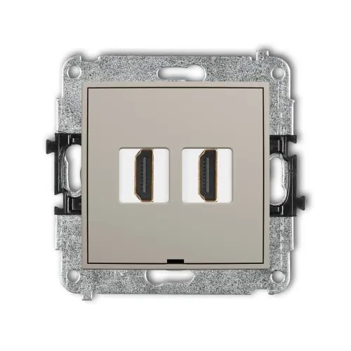 Najlepsza cena Mechanizm gniazda podwójnego HDMI 2.1, 8K, bez pola opisowego Karlik MINI taupe 60MHDMIBO-6