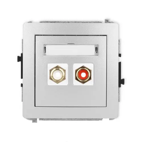 Nie przegap Mechanizm gniazda podwójnego RCA (typu cinch - biały i czerwony, pozłacany) Karlik DECO srebrny metalik 7DGRCA-2