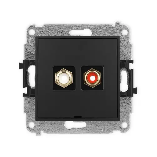 Kup teraz Mechanizm gniazda podwójnego RCA, bez pola opisowego (typu cinch - biały i czerwony, pozłacany) Karlik ICON czarny mat 12IGRCABO-2