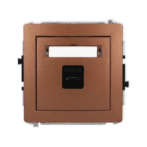 Ekspresowa dostawa Mechanizm gniazda pojedynczego 1xUSB C-C Karlik DECO brązowy metalik 9DGUSB-7