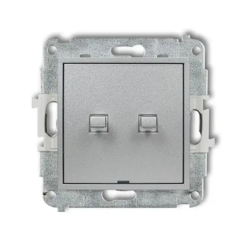 Kup online Mechanizm łącznika zwiernego, świecznikowego w stylu amerykańskim (dwa klawisze bez piktogramów, wspólne zasilanie) Karlik ICON srebrny metalik 7IWPUS-44.1