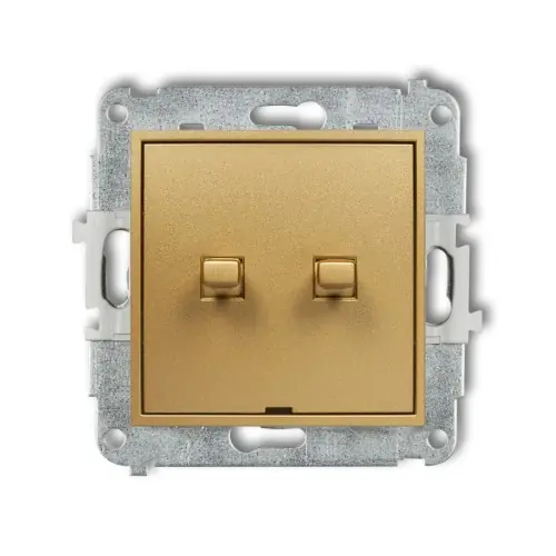 Mechanizm łącznika zwiernego, świecznikowego w stylu amerykańskim (dwa klawisze bez piktogramów, wspólne zasilanie) Karlik ICON złoty 29IWPUS-44.1 Łatwy zwrot