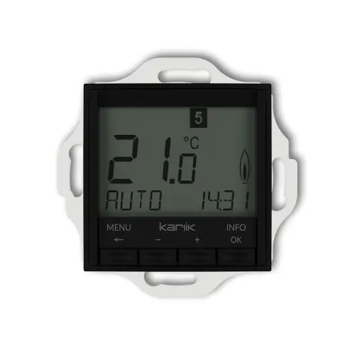 Okazja Mechanizm uniwersalnego elektronicznego tygodniowego regulatora temperatury (podświetlenie białe) Karlik ICON czarny mat 12IRT-3.1