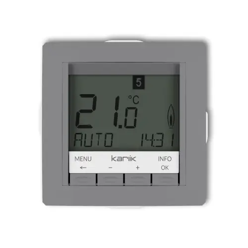 Promocja Mechanizm uniwersalnego elektronicznego tygodniowego regulatora temperatury (podświetlenie niebieskie) Karlik DECO szary mat 27DRT-3.2