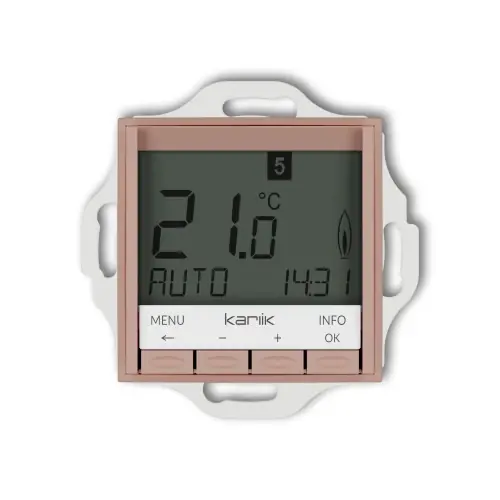 Rabat Mechanizm uniwersalnego elektronicznego tygodniowego regulatora temperatury (podświetlenie niebieskie) Karlik MINI łososiowy 62MRT-3.2