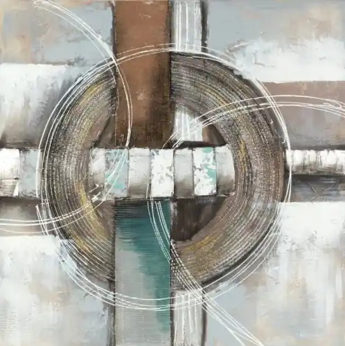 Łatwy zwrot Obraz ręcznie malowany 80 x 80 cm Beżowy