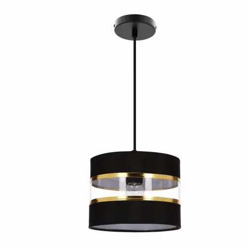 PANDY Lampa Wisząca Czarny 1x40W E27 Abażur Czarny+złoty Ekspresowa dostawa
