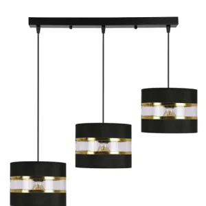 PANDY Lampa Wisząca Czarny 3x40W E27 Abażur Czarny+złoty Hit cenowy