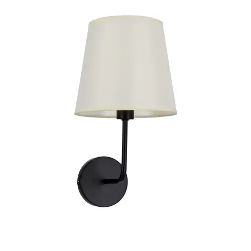 Ostatnie sztuki PASTERI Lampa Kinkiet Czarny Matowy 1x40 E14 Abażur Beżowy