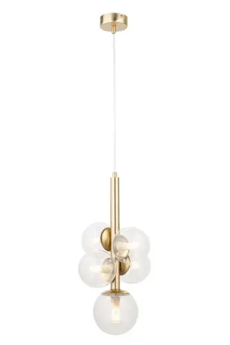 Taniej PERLA LUX 5 zwis transparentny stal mosiądzowana Sigma lighting