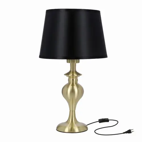 PRIMA Gold Lampa Gabinetowa Złoty Satynowy 1x60W E27 Abażur Czarny Nowy