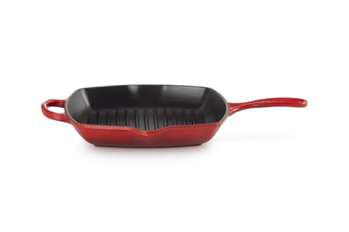 Łatwy zwrot Le Creuset Kwadratowa Patelnia Grillowa 26cm Żeliwo Wiśniowe 20183260600422