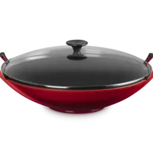 Bezpieczne zakupy Le Creuset Wok 36 cm z pokrywką szklaną, żeliwo, wiśniowy 25304360600460