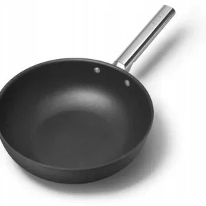 WOK 30cm stal nierdzewna aluminium PTFE uchwyt AISI304 Smeg CKFW3001BLM Oferta limitowana