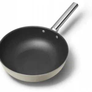WOK 30cm stal nierdzewna aluminium PTFE uchwyt AISI304 Smeg CKFW3001CRM Wysoka jakość