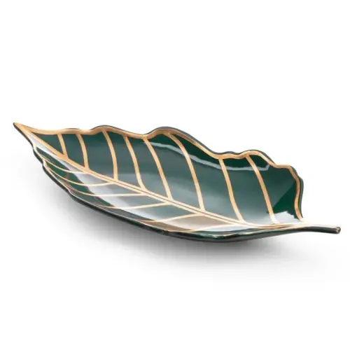 Wybór klientów NACZYNIE DEKORACYJNE PATERA CERAMICZNA 41X19 LIŚĆ