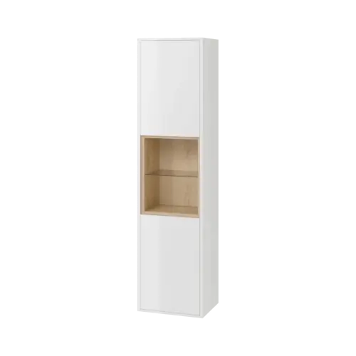 Excellent Tuto szafka boczna 160 cm wysoka, biały połysk/dąb Bestseller