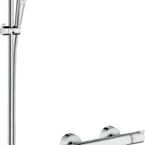 Najlepsza cena Hansgrohe Croma Select E System prysznicowy z drążkiem 90 cm i termostatem 27082400