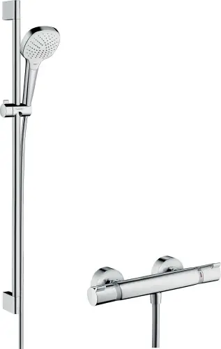 Najlepsza cena Hansgrohe Croma Select E System prysznicowy z drążkiem 90 cm i termostatem 27082400