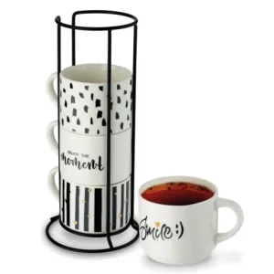 Komplet 4 kubków na stojaku Decor Tadar 300 ml Zniżka