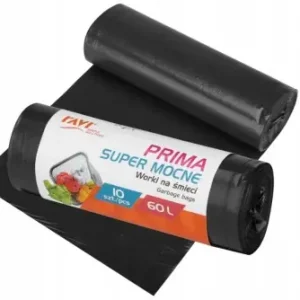 Okazja Worki na śmieci mocne 60L Prima 10szt LDPE RAVI czarne