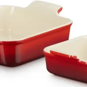 Łatwy zwrot Zestaw 2 kwadratowych form do zapiekania 13/20 cm wiśniowe LE CREUSET