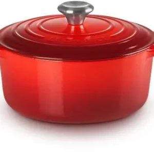 Brytfanna żeliwna okrągła 24 cm wiśniowa LE CREUSET Popularny