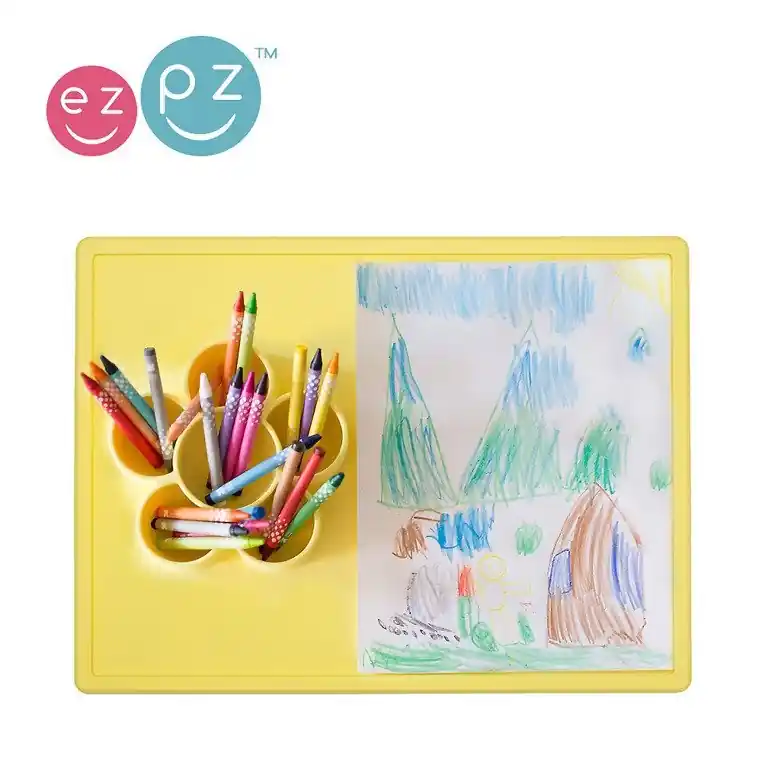 Ograniczona ilość Ezpz Silikonowa mata do zabawy z pojemniczkami 2w1 Flower Play Mat żółta