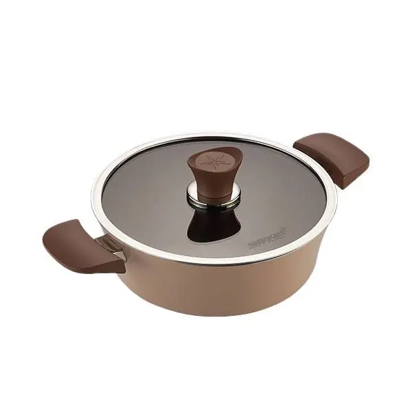 HAPPYCALL IH Eden Garnek Ceramiczny 24 cm 3 L Niski Migdałowy Beż Nie przegap