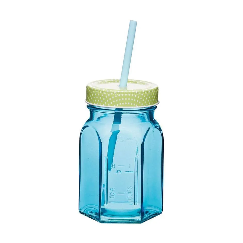 Oferta czasowa Słoik z nakrętką i słomką - Niebieski - Kitchen Craft