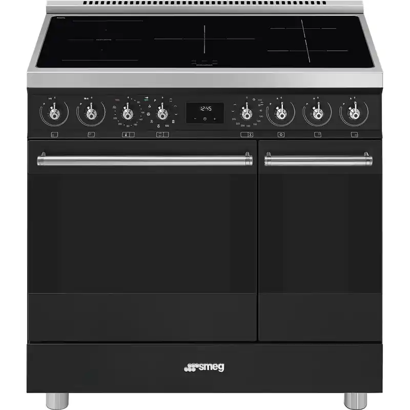 Zniżka Smeg - Kuchnia wolnostojąca z płytą indukcyjną 90x60 cm z linii Classica czarny mat C92IPMB2 + mikser GRATIS