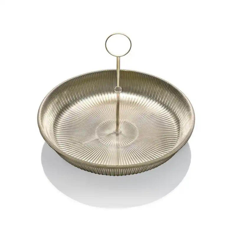 Dodaj do koszyka IVV - Ishtar - Szampańska patera szklana z metalowym uchwytem, 32cm.