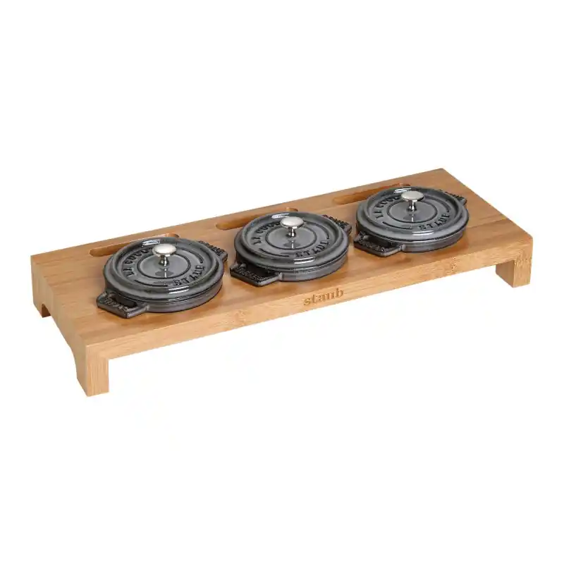 Staub - Stojak drewniany na 3 Mini Cocotte Staub - Brązowy Ograniczona ilość